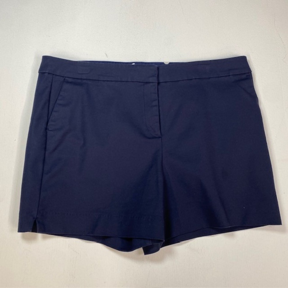 Boden Navy Blue Chino Shorts Women Size 12 4 Inch Inseam Polka Dot Lining Preppy